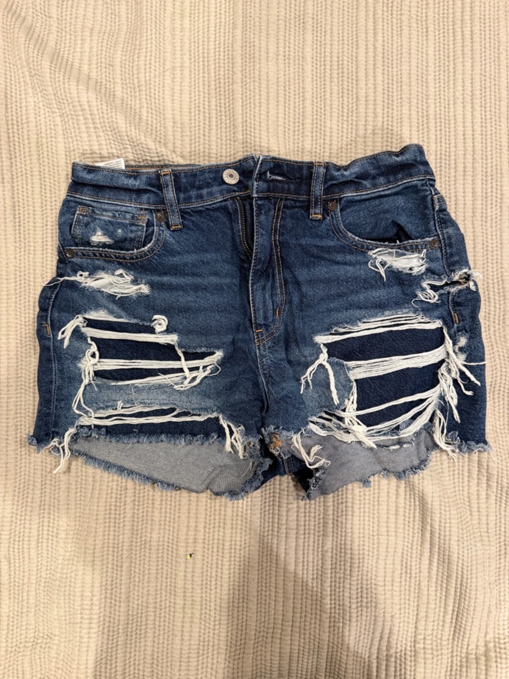 American Eagle Distressed Women's Denim Shorts - Dark Blue- Size 2